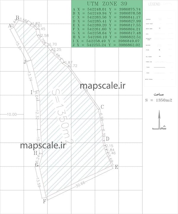 نمونه نقشه یو تی ام زمین کشاورزی