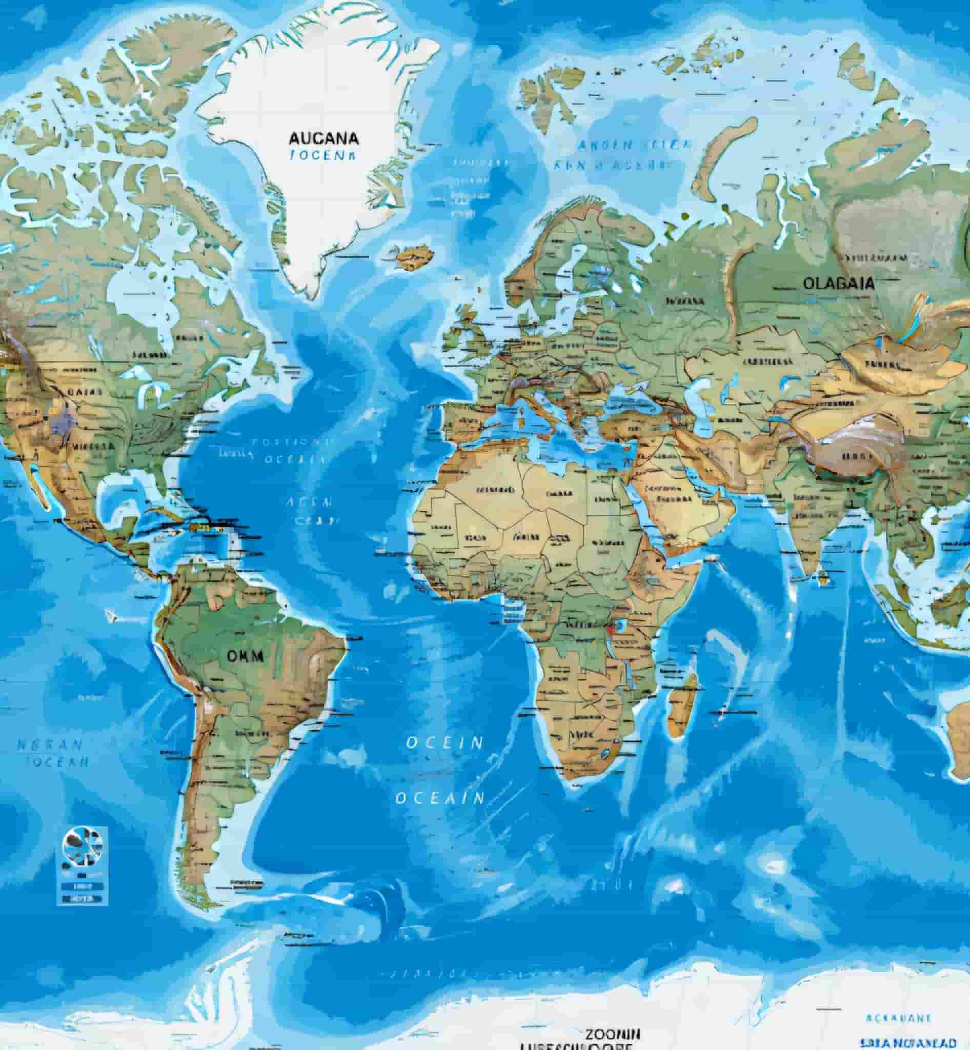 کیفیت بالا نقشه جهان با قابلیت زوم