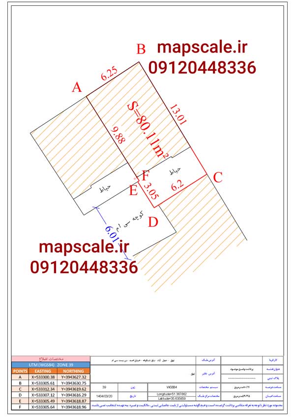 نمونه نقشه یو تی ام