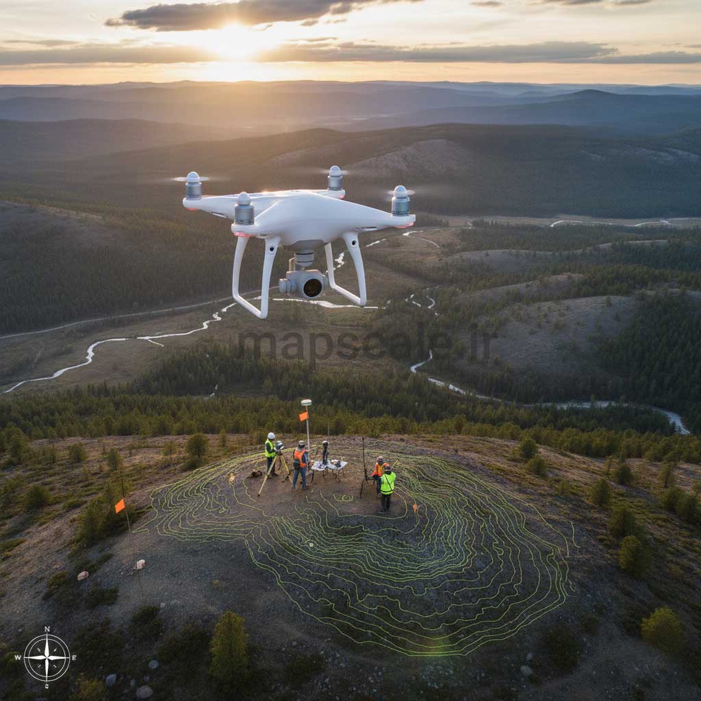 تهیه نقشه توپوگرافی با نقشه برداری با پهپاد